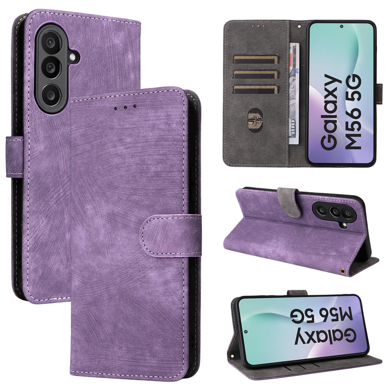Flip Cover for Samsung Galaxy M56 PU Leather Phone Case [RFID Blocking] With Hand Strap
