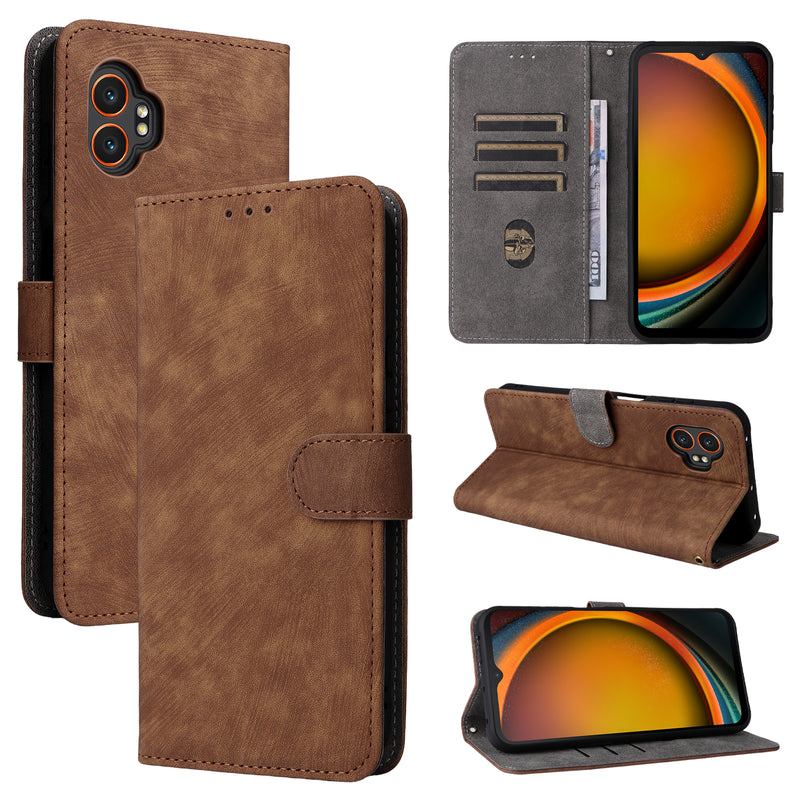 Flip Cover for Samsung Galaxy XCover7 Pro PU Leather Phone Case [RFID Blocking] With Hand Strap
