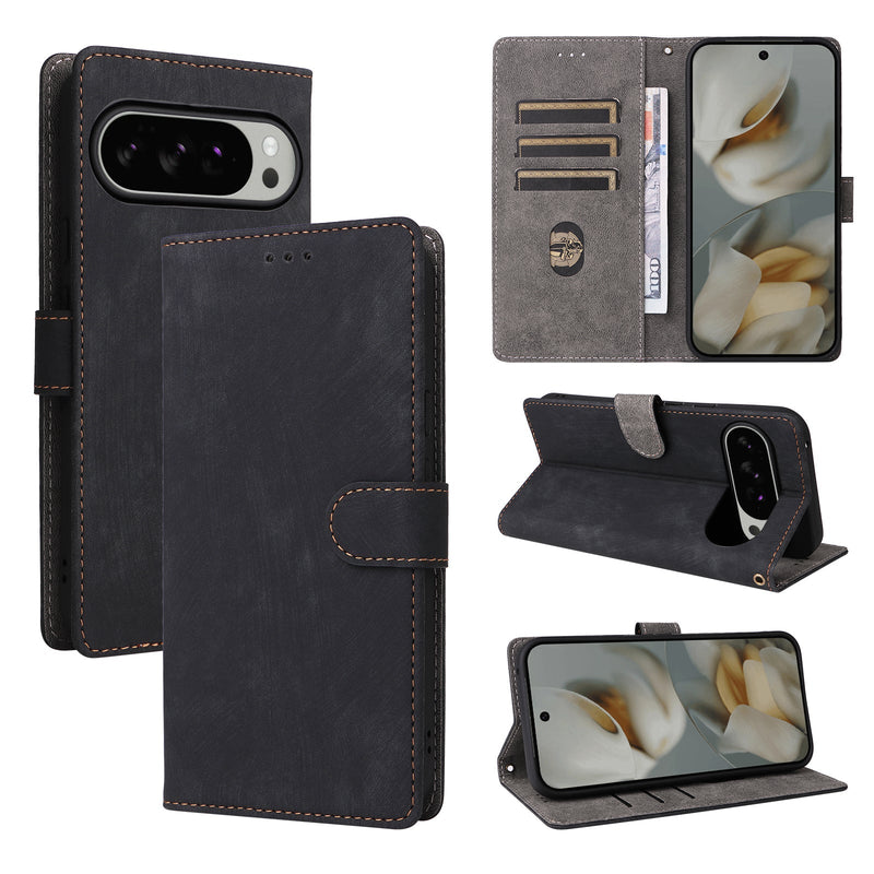 Flip Cover for Google Pixel 10 Pro XL PU Leather Phone Case RFID Blocking With Hand Strap