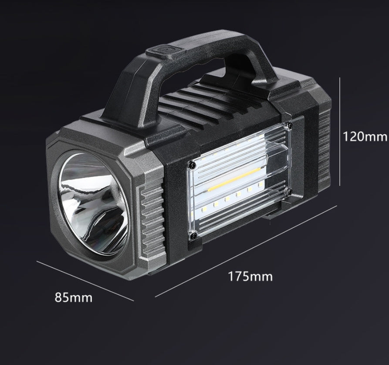 LED Flashlight USB+Solar Rechargeable Flashlight COB Outdoor Camping