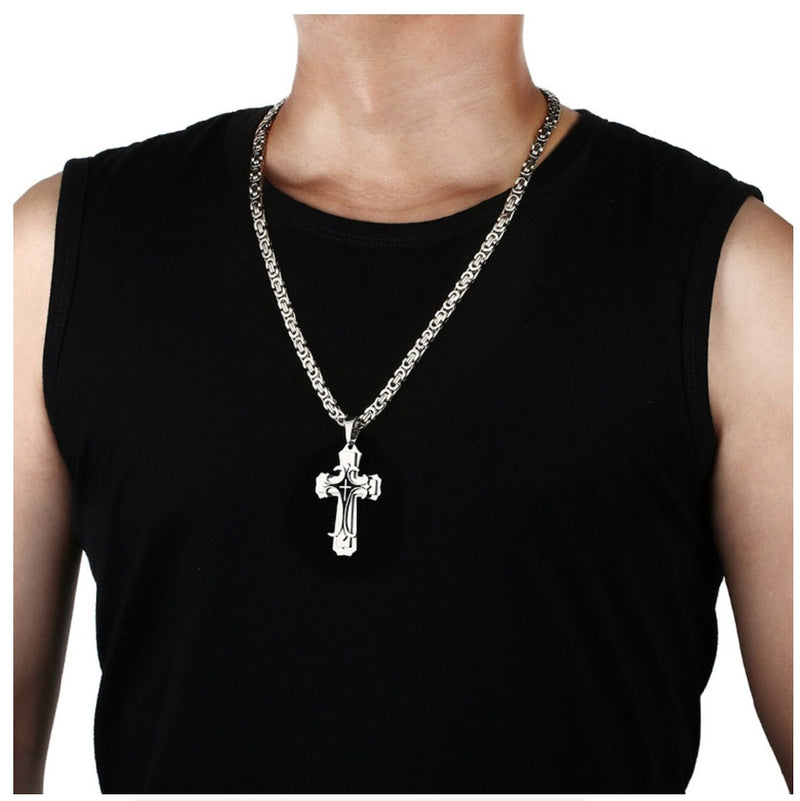 Cross Necklace Multi-layers Stainless Steel Cross Pendants Necklaces