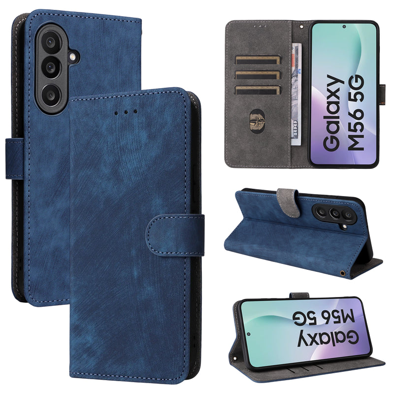 Flip Cover for Samsung Galaxy M56 PU Leather Phone Case [RFID Blocking] With Hand Strap
