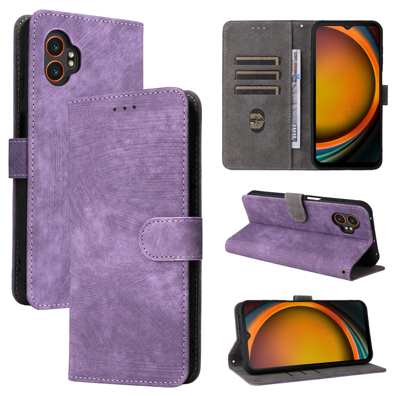 Flip Cover for Samsung Galaxy XCover7 Pro PU Leather Phone Case [RFID Blocking] With Hand Strap