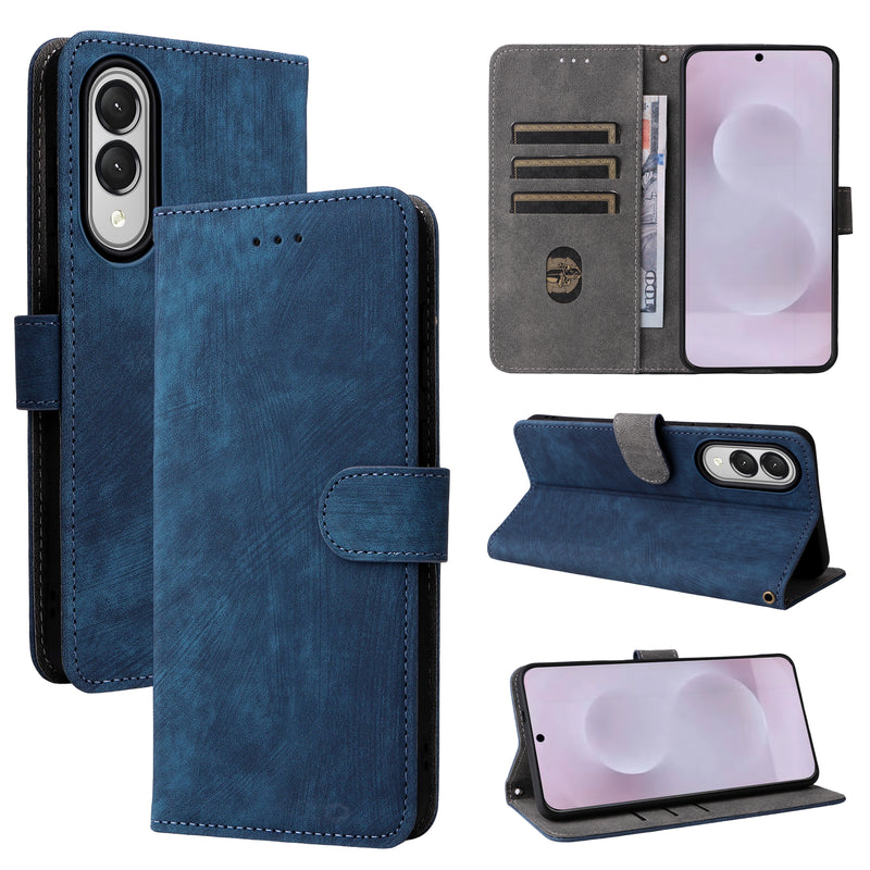 Flip Cover for Samsung Galaxy S25 Edge PU Leather Phone Case [RFID Blocking] With Hand Strap