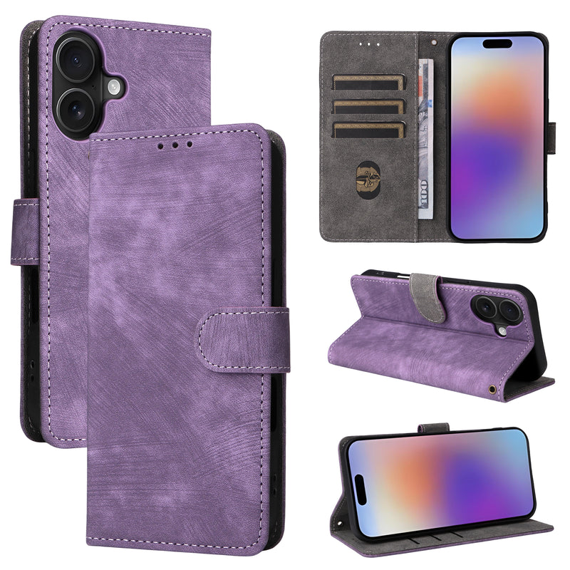 Flip Cover for iPhone 17 PU Leather Phone Case [RFID Blocking] With Hand Strap