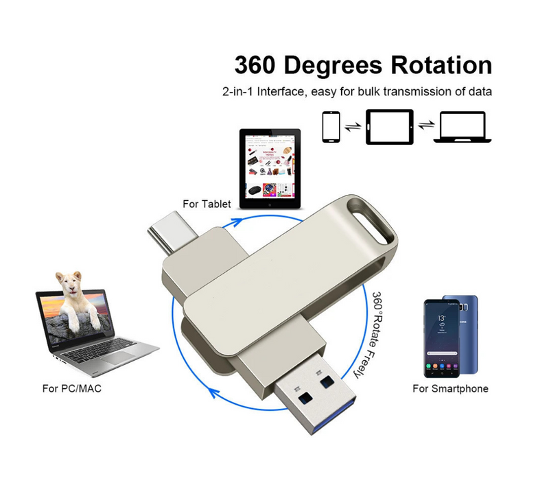 IPSTYLE  2 in 1 Flash Drive USB 3.0 High Speed Memory Stick