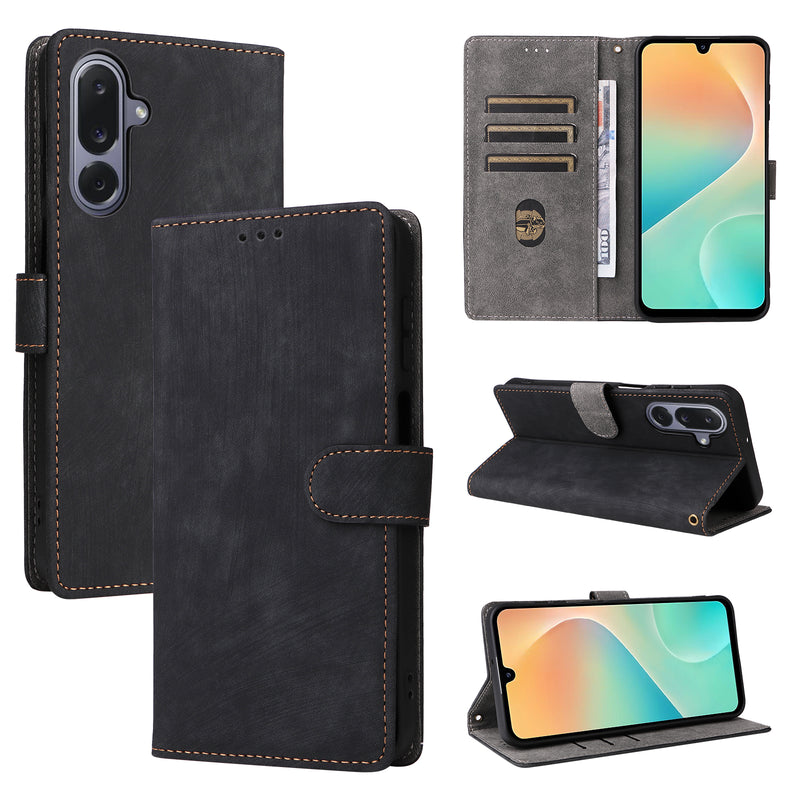 Flip Cover for Samsung Galaxy M36 PU Leather Phone Case [RFID Blocking] With Hand Strap