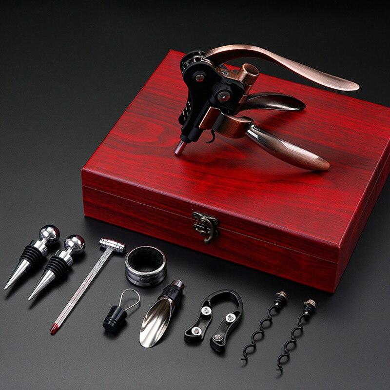 Vineyard Shaped Wine Opener -Set of Wooden / Leather Boxes