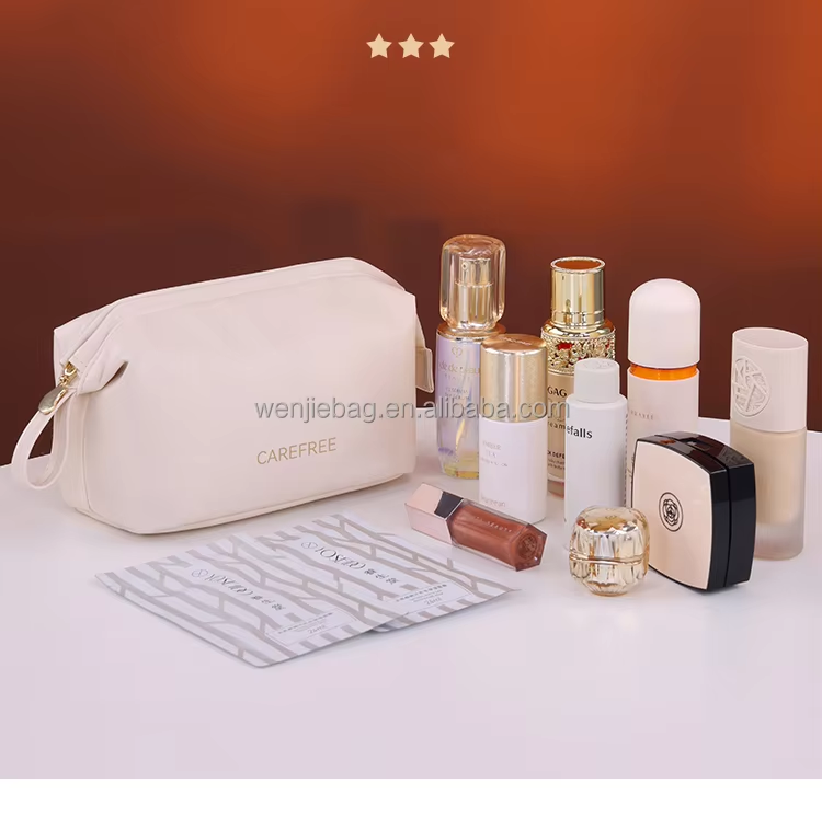 Waterproof Zipper Closure PU Material Makeup Pouch for Woman Spill Proof Interior Organizer Portable for Bag for Commute