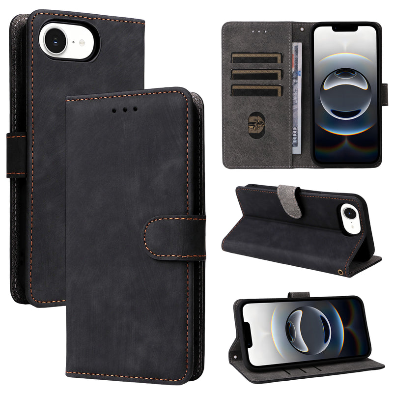 Flip Cover for iPhone 16e PU Leather Phone Case RFID Blocking With Hand Strap
