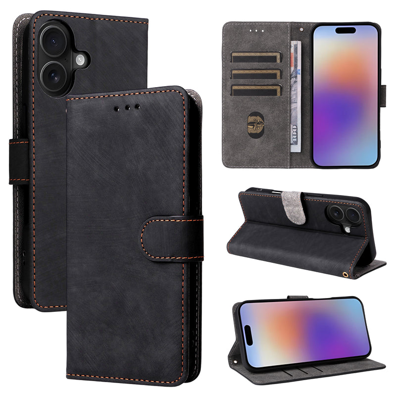 Flip Cover for iPhone 17 PU Leather Phone Case [RFID Blocking] With Hand Strap