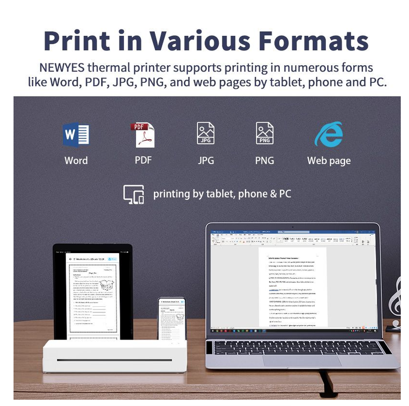 Mini A4 Portable Printer Wireless Mobile Thermal Printer 8 Inch