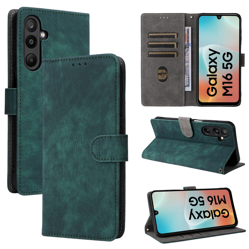 Flip Cover for Samsung Galaxy F16 5G PU Leather Phone Case [RFID Blocking] With Hand Strap