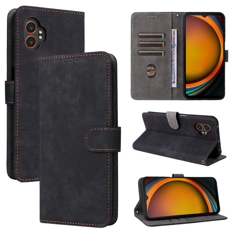 Flip Cover for Samsung Galaxy XCover7 Pro PU Leather Phone Case [RFID Blocking] With Hand Strap
