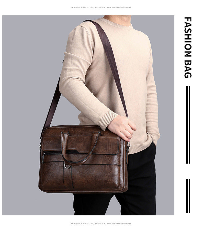 Men Bag Briefcase Laptop Bag - Leather Business Handbag Crossbody Shoulder