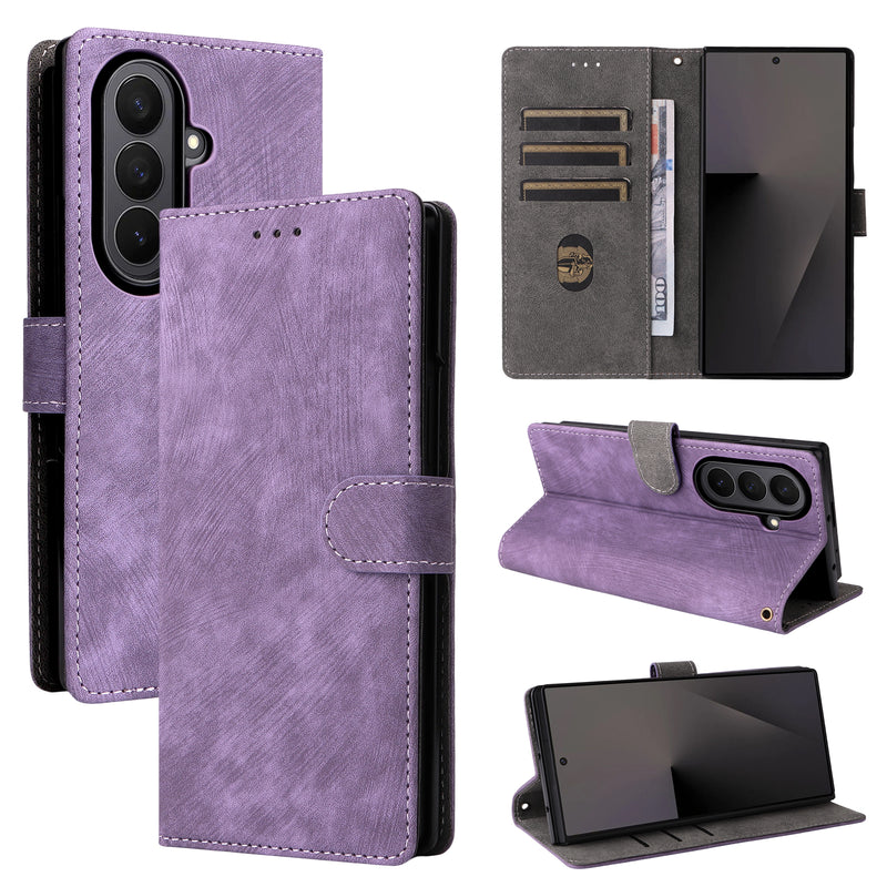 Flip Cover for Samsung Galaxy Z Fold7 PU Leather Phone Case [RFID Blocking] With Hand Strap