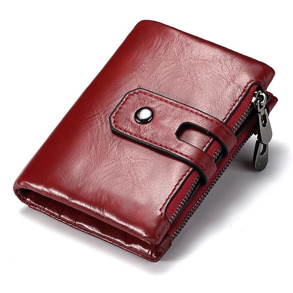 Wallet RFID Genuine Leather Hasp Zipper Card Holder Coin Purse