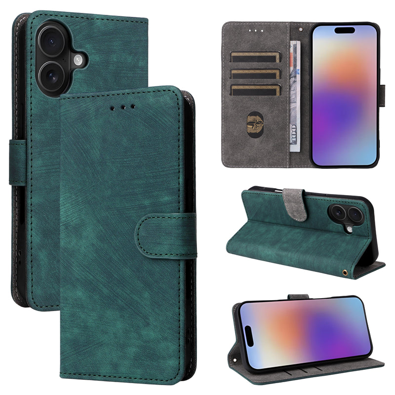 Flip Cover for iPhone 17 PU Leather Phone Case [RFID Blocking] With Hand Strap