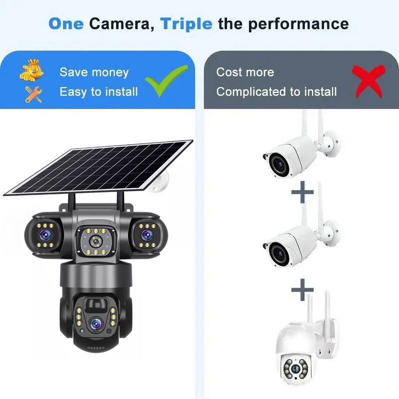 9MP Solar Security Camera Outdoor 4G/Wifi Human Detect Cameras Night Vision