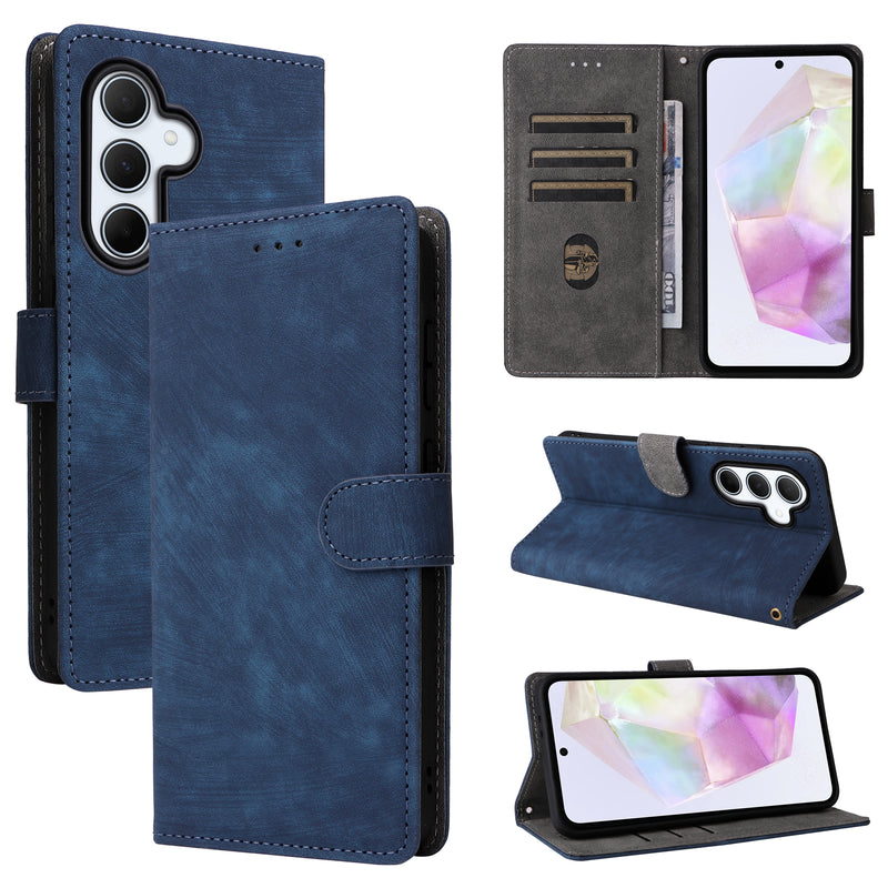 Flip Cover for Samsung Galaxy A56 PU Leather Phone Case [RFID Blocking] With Hand Strap