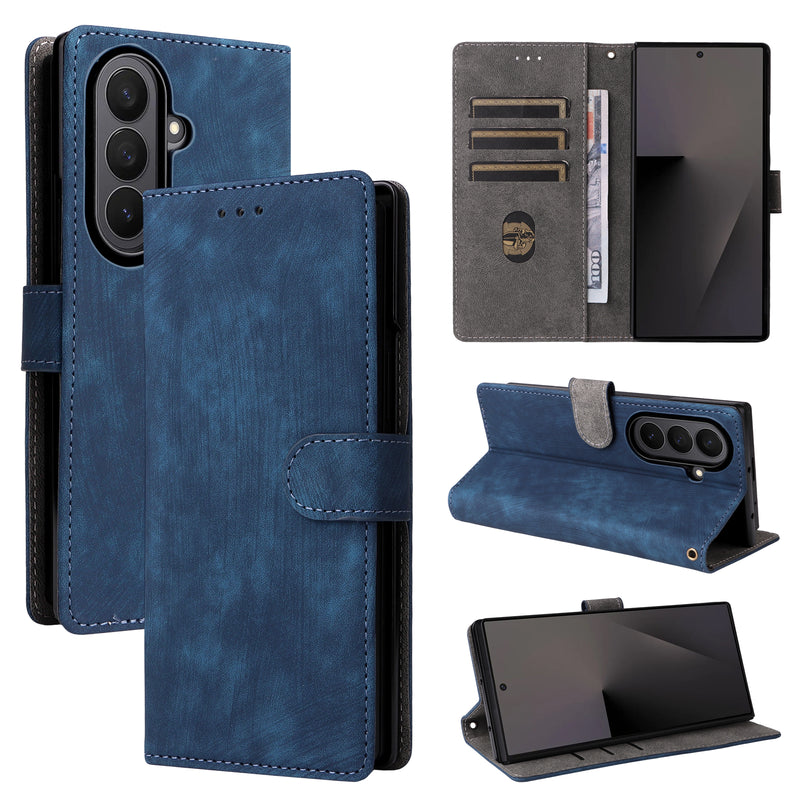 Flip Cover for Samsung Galaxy Z Fold7 PU Leather Phone Case [RFID Blocking] With Hand Strap