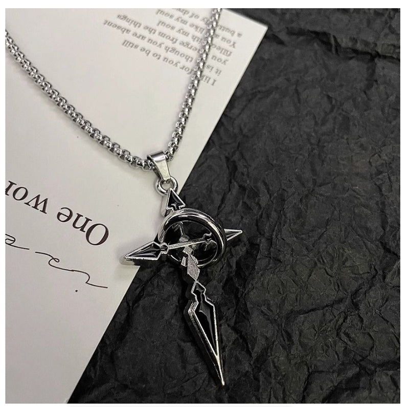 Arrow Shaped Cross Necklaces for Men Woman - Cross with Circle Pendant