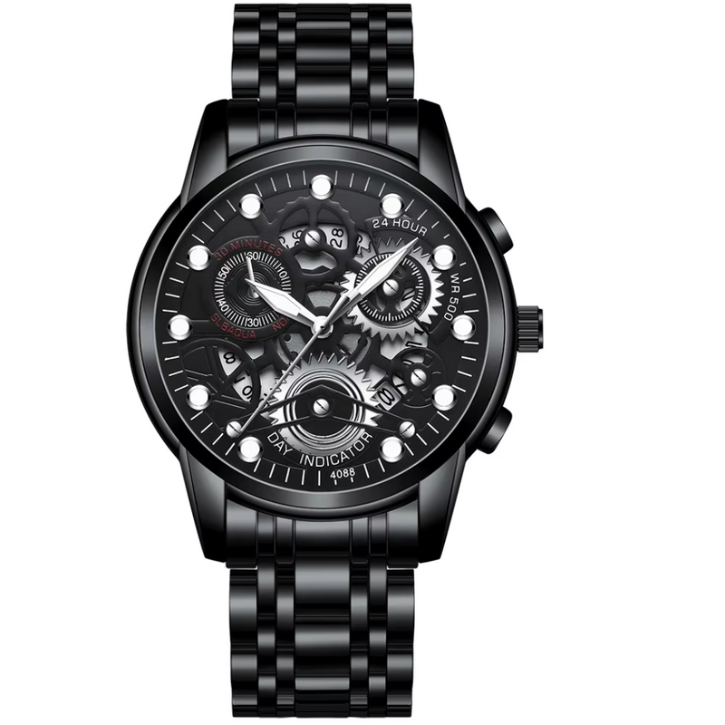 Hollow Out Trendy Quartz Wristwatch Stainless Steel Waterproof