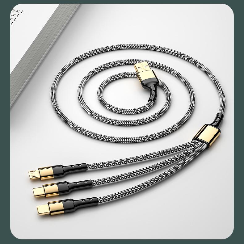 Gold-Plated 3-in-1 Charging Data Cable