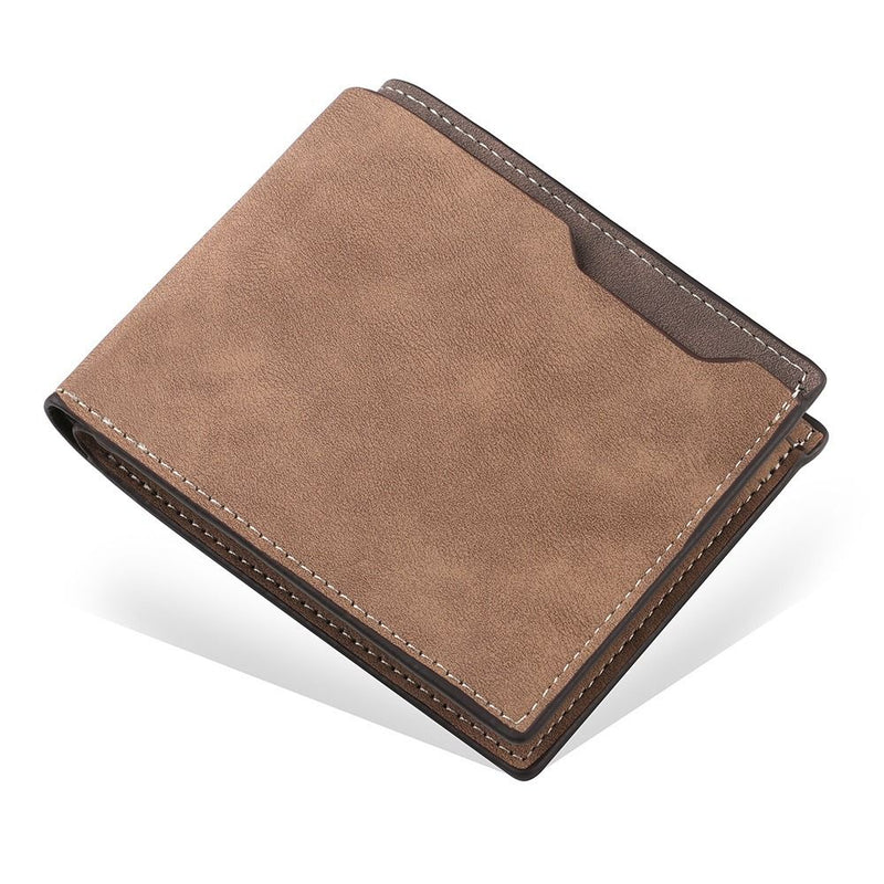 PU Leather Short Wallet Two-fold Multiple Pockets Large Slim Wallet Men