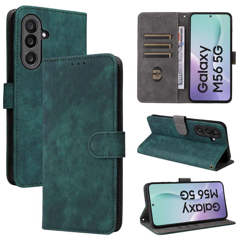 Flip Cover for Samsung Galaxy M56 PU Leather Phone Case [RFID Blocking] With Hand Strap