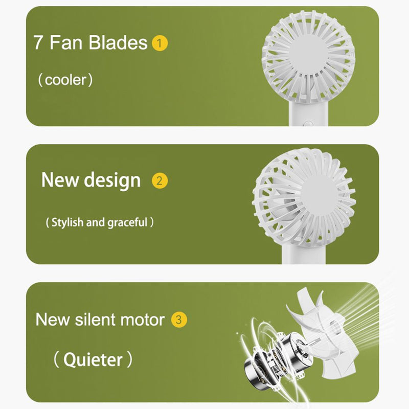 Portable Handheld Fan Small Cooling USB Rechargeable Mute Handheld Fan