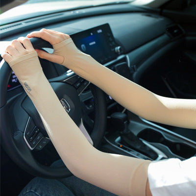 Summer open toed outdoor cycling and driving, cool hand sleeves, arm protection, one piece, refreshing ice silk sunscreen sleeve cover