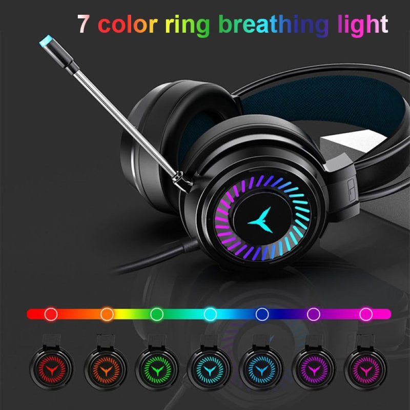 LED Light Surround Sound Gamer Headphones with Mic for PC/Laptop