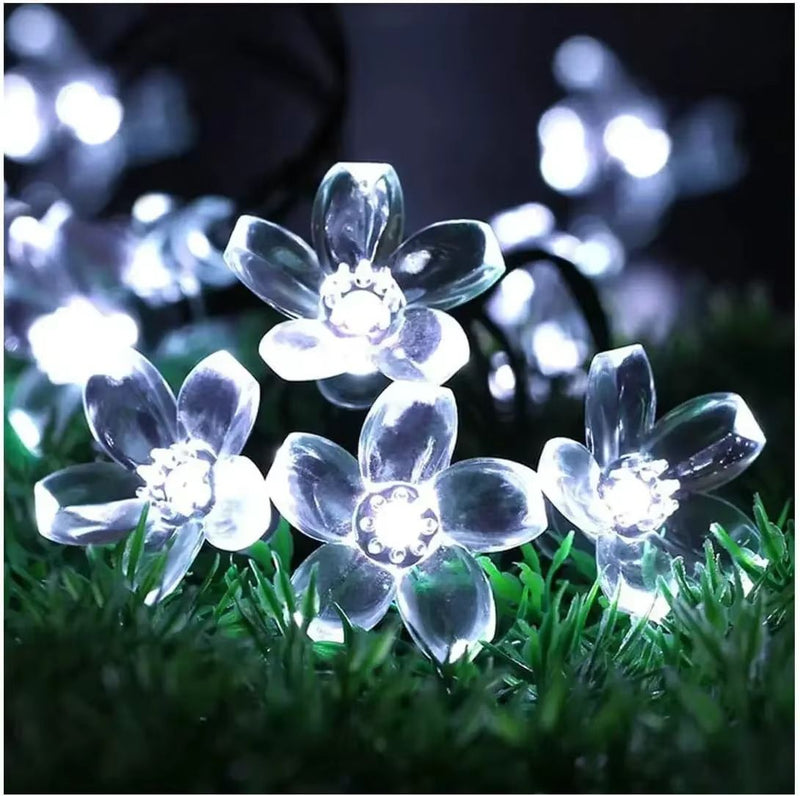 12M 100 LEDs Solar Flower String Lights 8 Modes String Lights For Garden