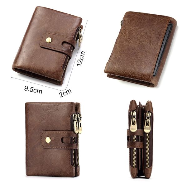 Wallet RFID Genuine Leather Hasp Zipper Card Holder Coin Purse