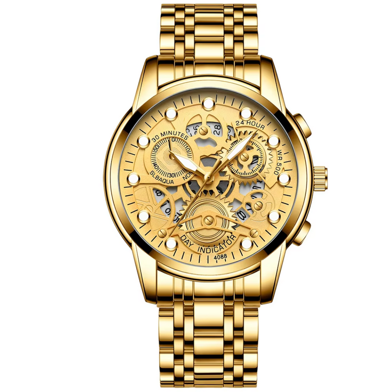 Hollow Out Trendy Quartz Wristwatch Stainless Steel Waterproof