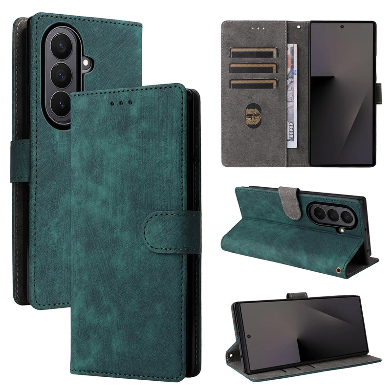 Flip Cover for Samsung Galaxy Z Fold7 PU Leather Phone Case [RFID Blocking] With Hand Strap