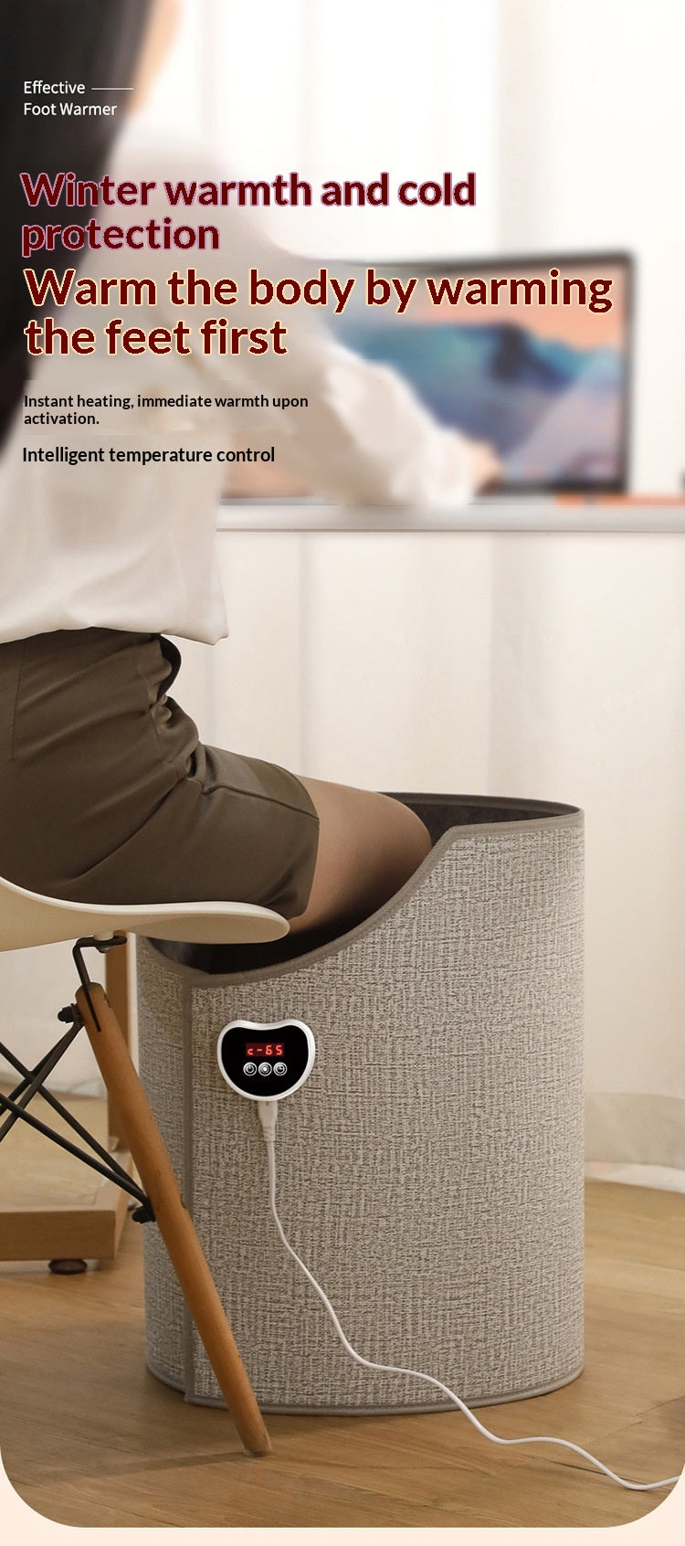 IPSTYLE Silent Foldable Leg Warmer Pro - Under Desk Electric Foot Heater