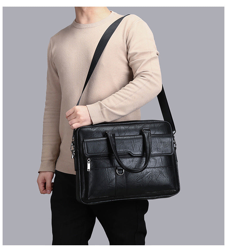 Men Bag Briefcase Laptop Bag - Leather Business Handbag Crossbody Shoulder
