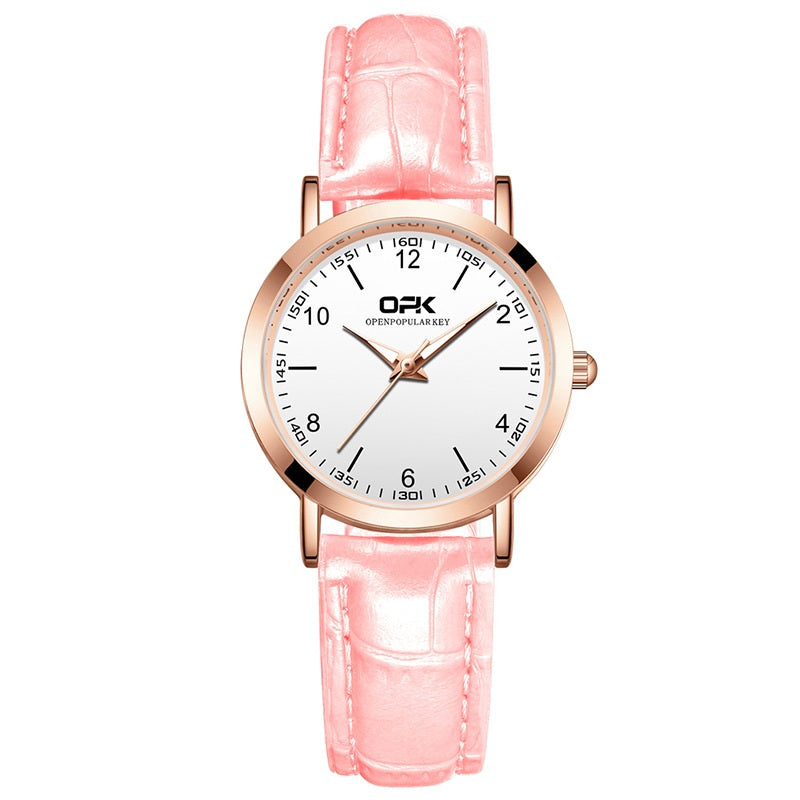 Women Watches Fashionable Watch Arabic Numerals Leather Strap Waterproof Ladies Watches