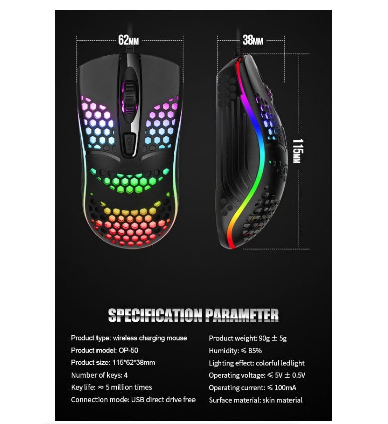 USB Wired Mouse RGB Luminous Gaming Mouse Desktop Laptop Office Computer
