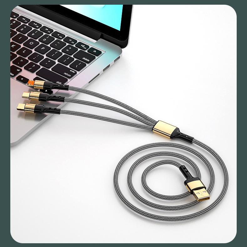 Gold-Plated 3-in-1 Charging Data Cable