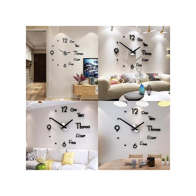 DIY Wall Clock 3D Mirror Stickers Wall Clock -40cm