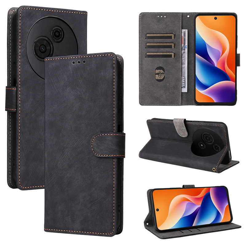Flip Cover for TCL 60 SE PU Leather Phone Case [RFID Blocking] With Hand Strap