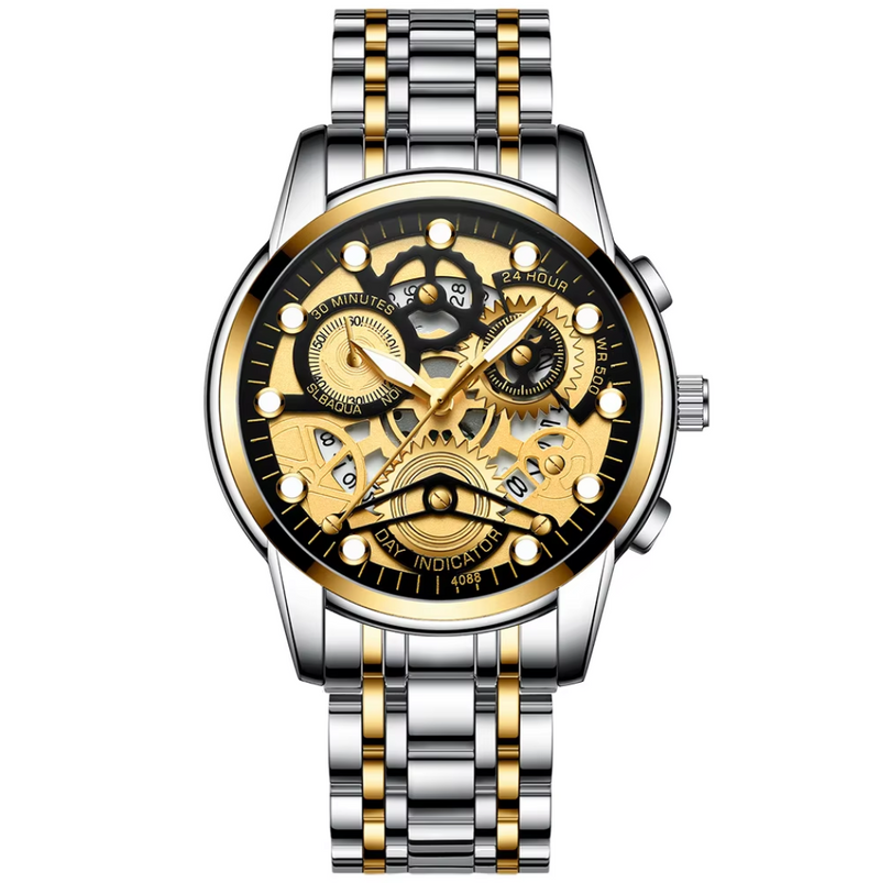 Hollow Out Trendy Quartz Wristwatch Stainless Steel Waterproof