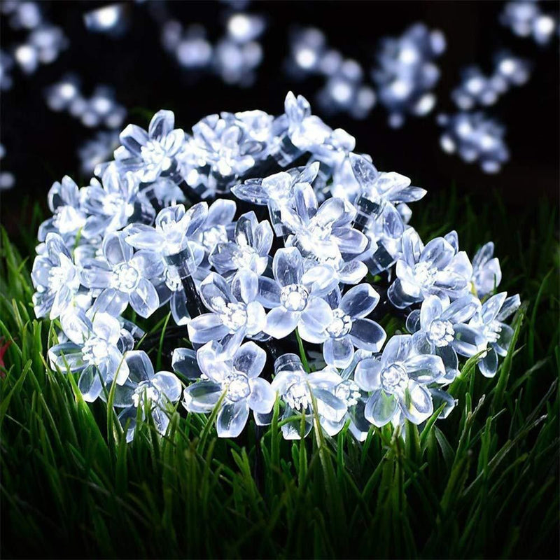 12M 100 LEDs Solar Flower String Lights 8 Modes String Lights For Garden