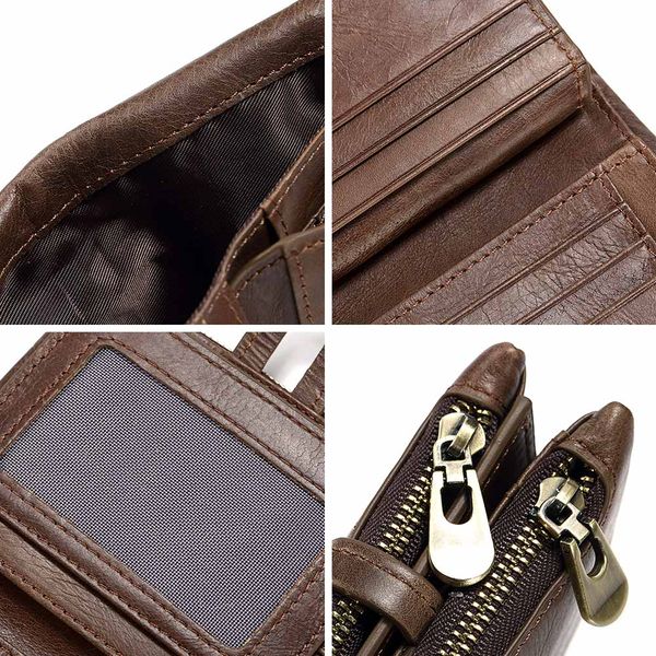 Wallet RFID Genuine Leather Hasp Zipper Card Holder Coin Purse