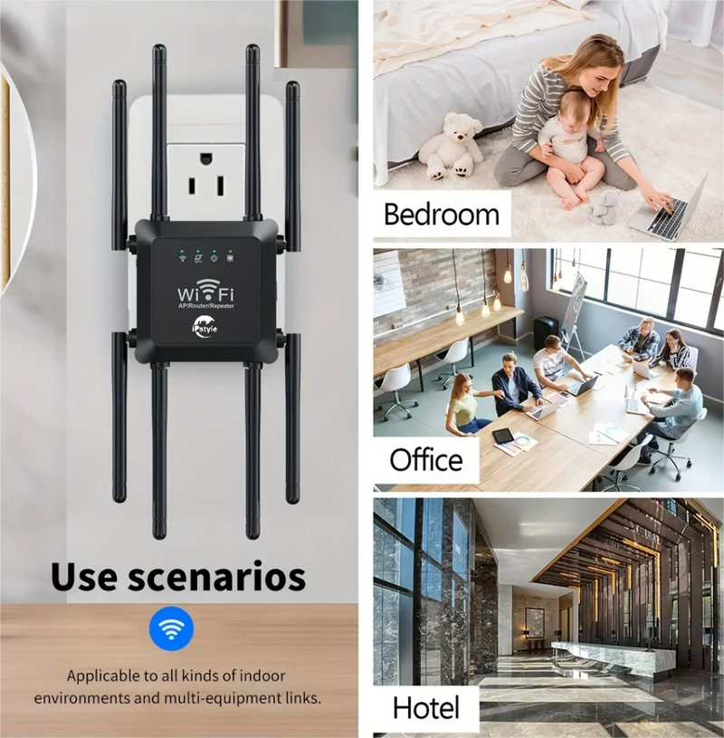 WiFi Extender Repeater 8 Antennas 2.4G Amplifier Router Network