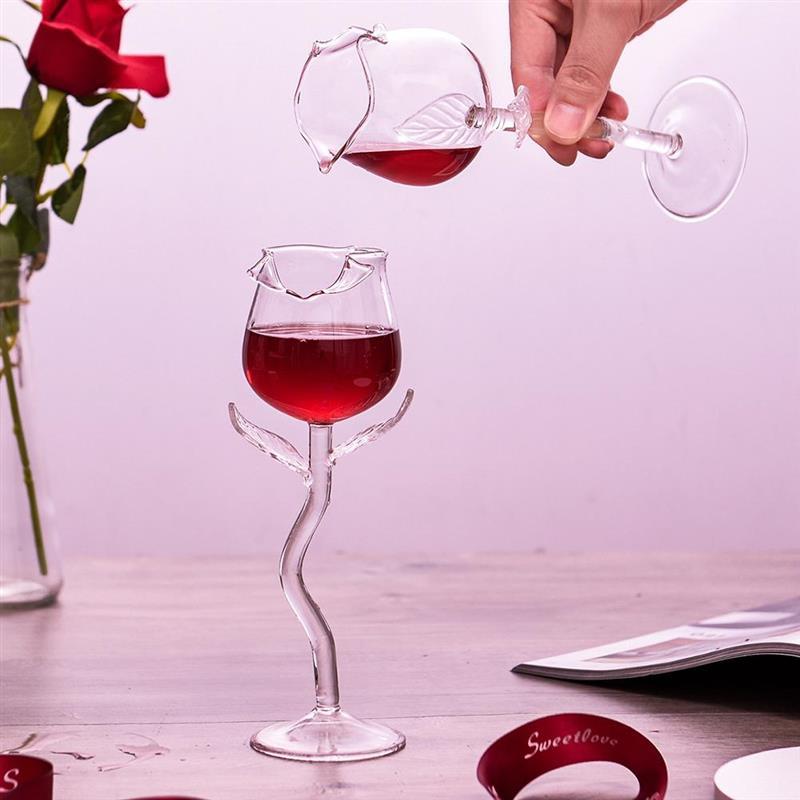 Wine Glass Rose Flower Blossom Tumbler Wire Free Red