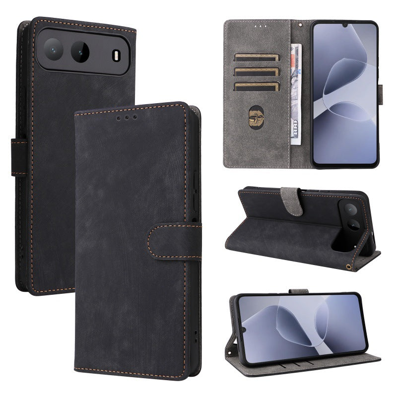 Flip Cover for Infinix Hot 60i PU Leather Phone Case [RFID Blocking] With Hand Strap